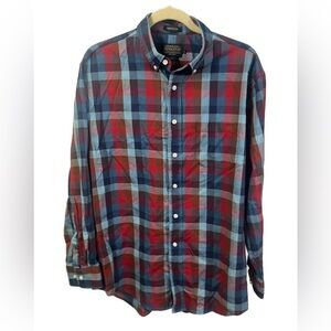 Pendleton Men's Bridgeport Plaid Red Blue Button Down Shirt-‎ Size Large